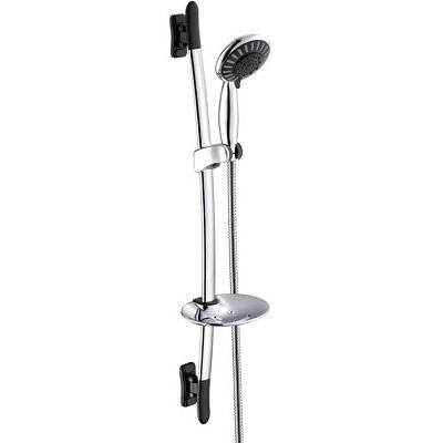 Oval Shower Sliding Bar Shower Set with Soap Dish / 5 Functions Handheld Shower Heads / 1.5M Shower Hose 